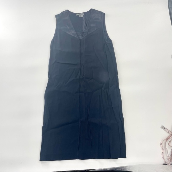 Vince Navy Blue V Neck Matte and Shine Sheath dress style v146750404 size XS - Picture 4 of 12